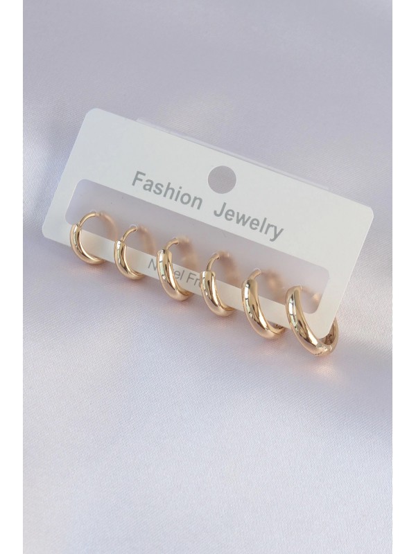 Küpe Pirinç Gold Renk Oval Seti&hellip;