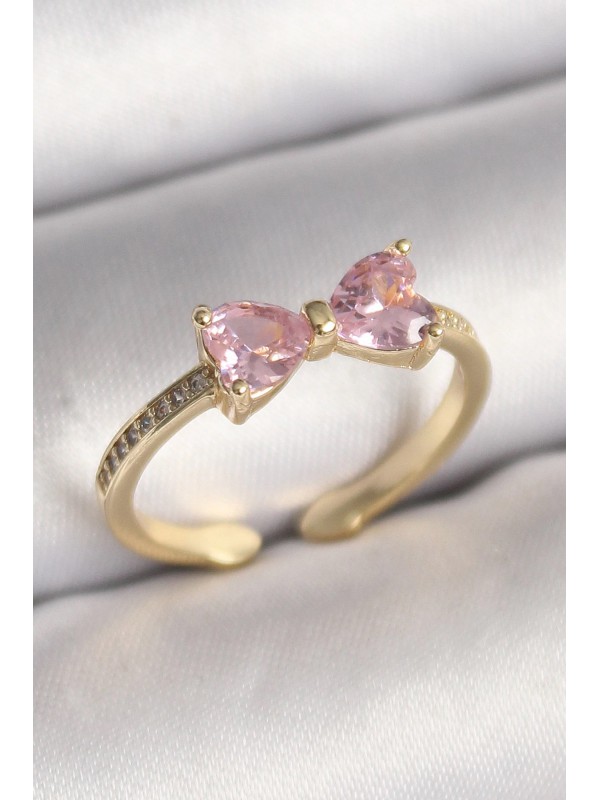 Kadın Yüzük Taşlı Kalp Pirinç Gold Renk Pembe Zirkon… Kadın Yüzük Taşlı Kalp Pirinç Gold Renk Pembe Zirkon…