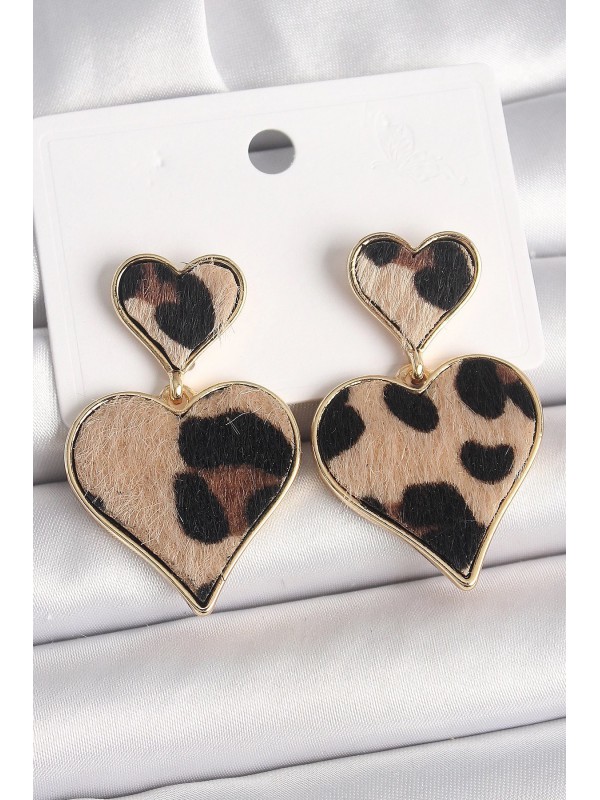 Kadın Küpe Kalp Pirinç Gold Renk Sallantı Leopar… Kadın Küpe Kalp Pirinç Gold Renk Sallantı Leopar…