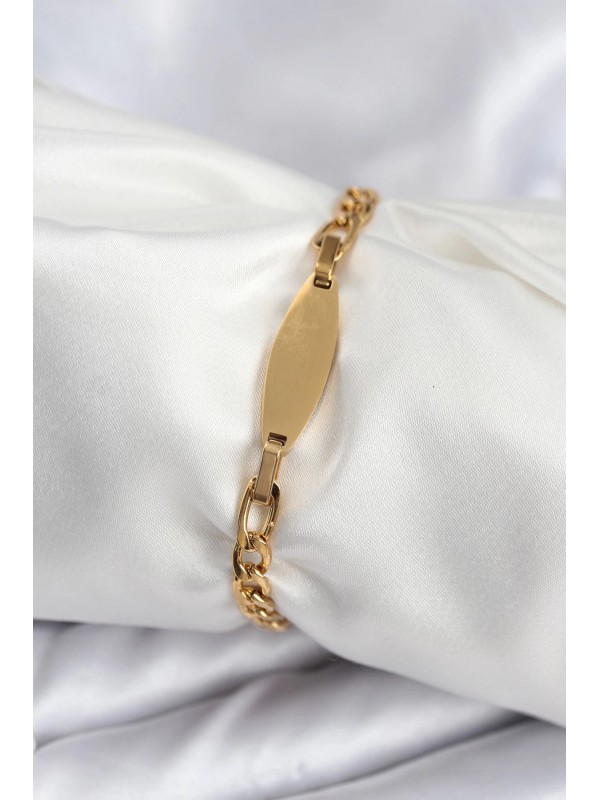 Çelik Kadın Bileklik 316L Gold Renk Oval Yazı Yazmaya&hellip;