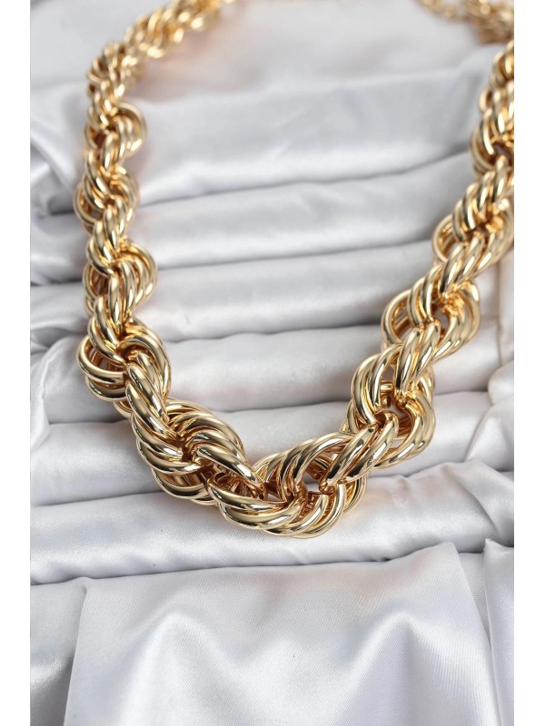 Kadın Kolye Pirinç Gold Renk Sarmal Halat&hellip;