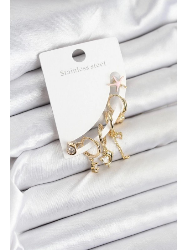 Küpe Pirinç Gold Renk Set&hellip;