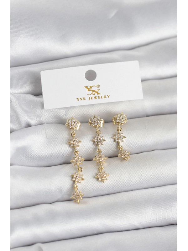 Kadın Küpe Pirinç Gold Renk Sıralı Kutup Yıldızı 3 Lü&hellip;