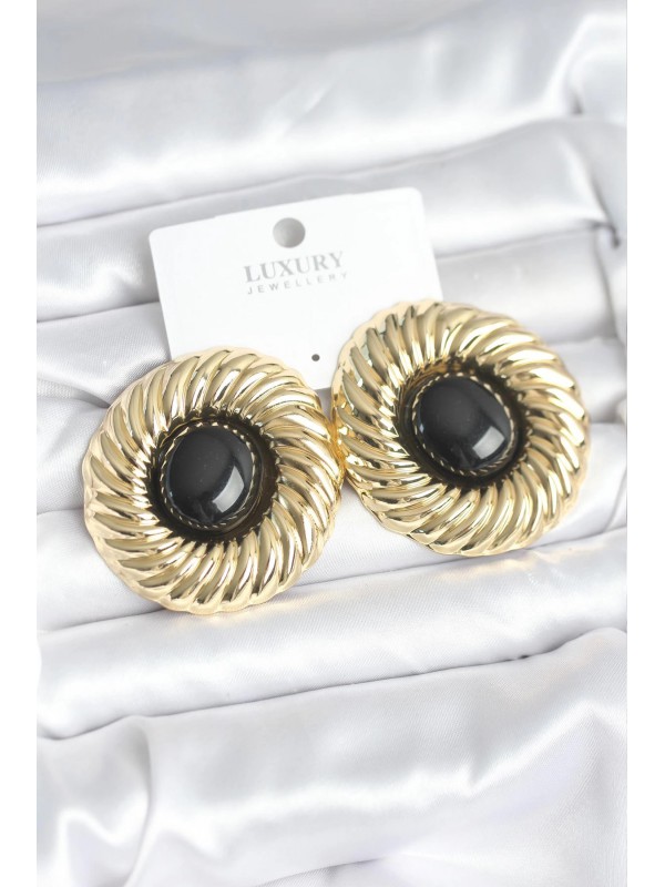 Kadın Küpe Vintage Pirinç Gold Renk Siyah Boncuklu… Kadın Küpe Vintage Pirinç Gold Renk Siyah Boncuklu…