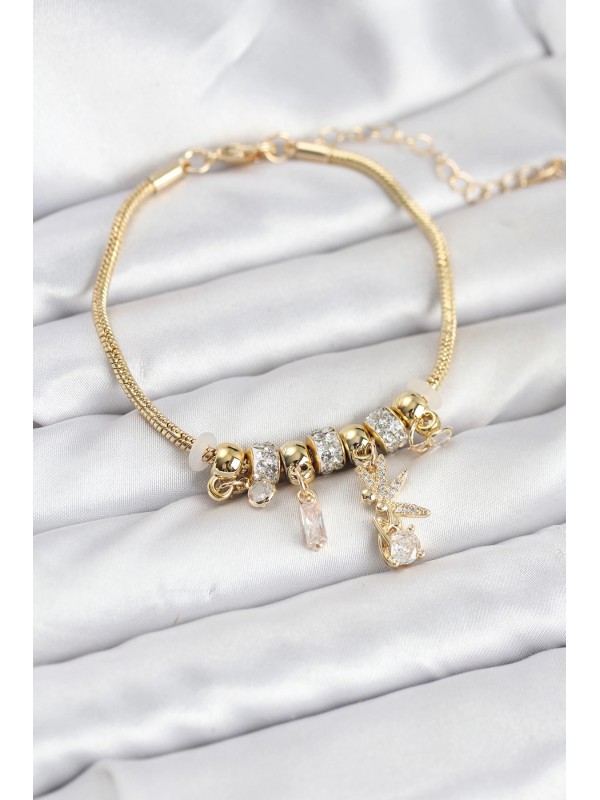 Kadın Bileklik Pirinç Gold Renk Tinkerbell Charmlı&hellip;
