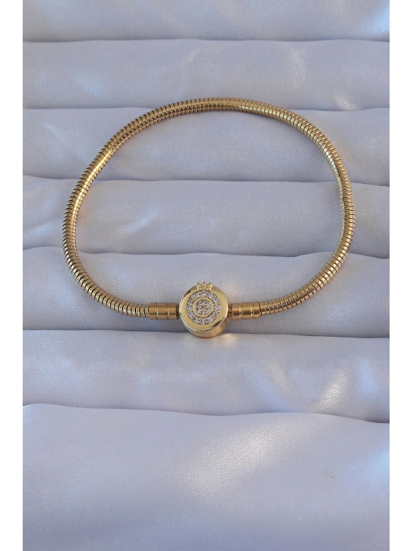 Bileklik Taşlı Pirinç Gold Renk Zirkon Charm&hellip;
