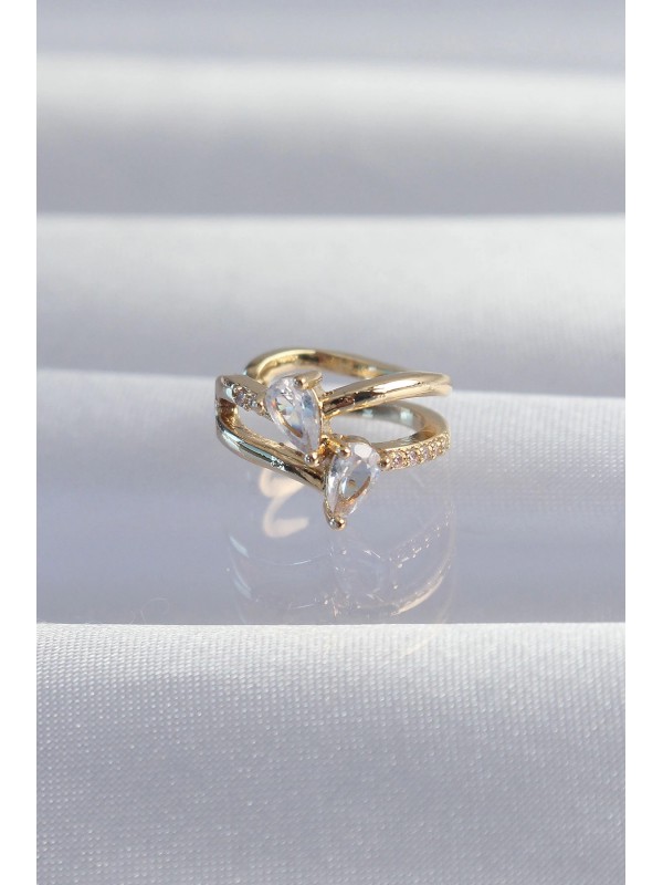 Küpe Taşlı Pirinç Gold Renk Zirkon Damla Earcuff&hellip;
