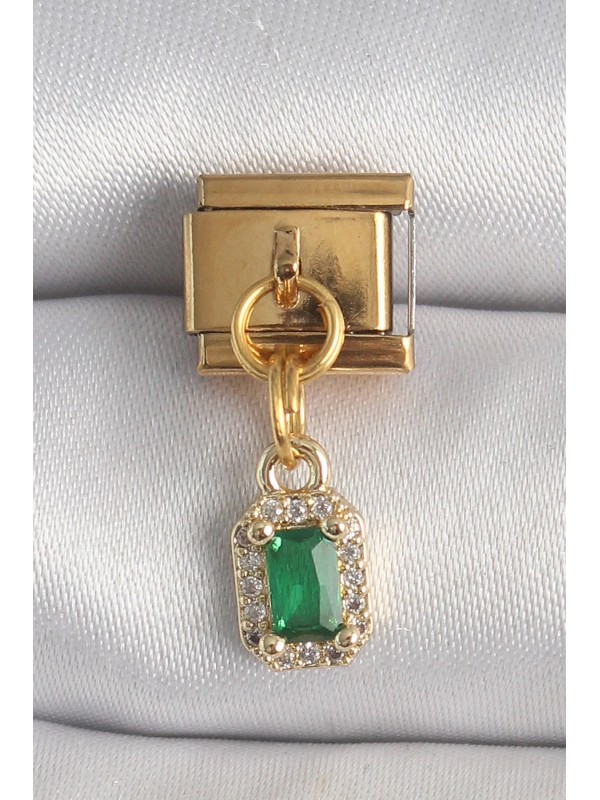 Çelik Taşlı 316L Gold Renk Sallantı Kare Yeşil Zirkon… Çelik Taşlı 316L Gold Renk Sallantı Kare Yeşil Zirkon…