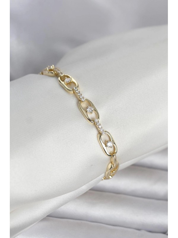 Kadın Bileklik Taşlı Pirinç Gold Renk Zirkon&hellip;
