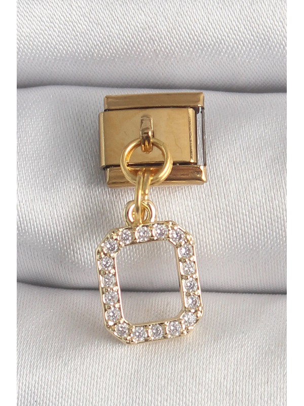 Çelik Taşlı 316L Gold Renk Sallantı Kare Zirkon&hellip;