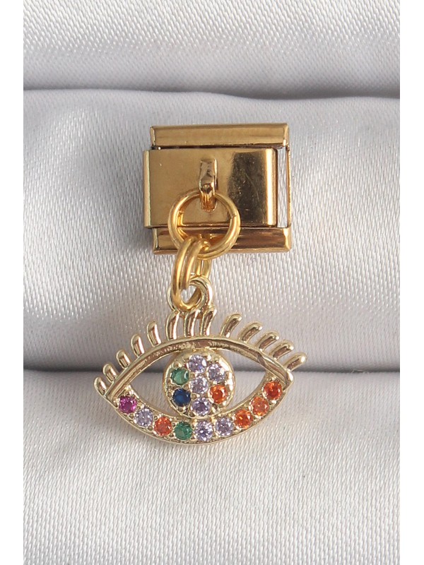 Çelik Taşlı Göz 316L Gold Renk Sallantı Renkli Zirkon&hellip;