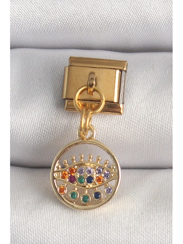 Çelik Taşlı Göz 316L Gold Renk Sallantı Renkli Zirkon&hellip;