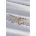 Küpe Taşlı Kalp Pirinç Gold Renk Zirkon Kıvrımlı Yarım