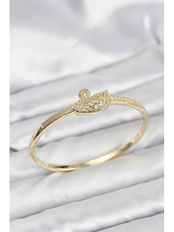 Kadın Bileklik Taşlı Pirinç Gold Renk Zirkon Kuğu&hellip;