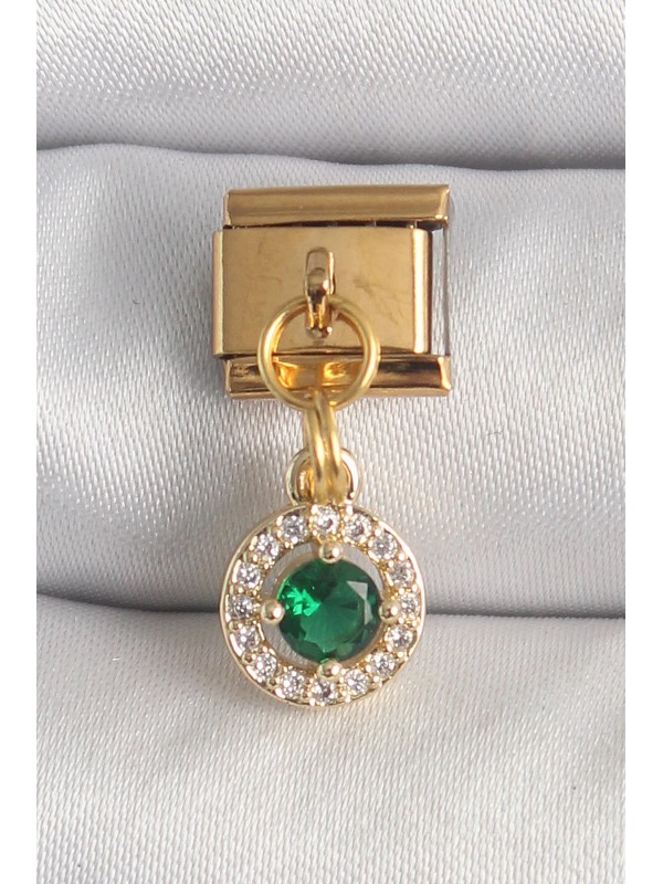Çelik Taşlı 316L Gold Renk Sallantı Yeşil Zirkon… Çelik Taşlı 316L Gold Renk Sallantı Yeşil Zirkon…