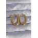 Küpe Taşlı Pirinç Gold Renk Zirkon Oval Küpe Taşlı Pirinç Gold Renk Zirkon Oval