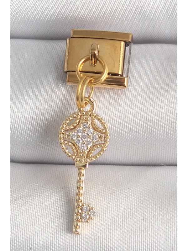 Çelik Taşlı 316L Gold Renk Sallantı Zirkon Anahtar… Çelik Taşlı 316L Gold Renk Sallantı Zirkon Anahtar…