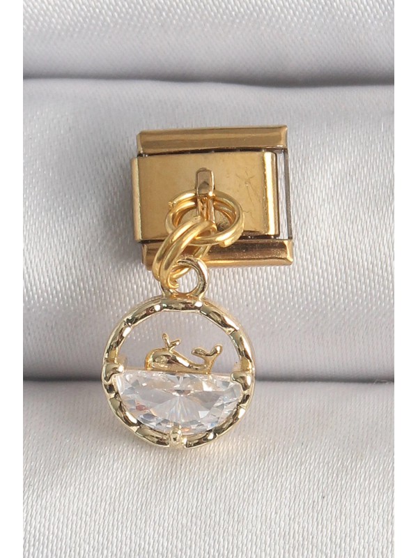 Çelik Taşlı 316L Gold Renk Sallantı Zirkon Balina&hellip;