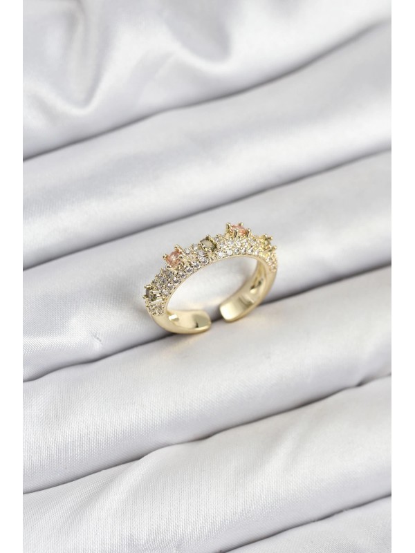 Kadın Yüzük Taşlı Vintage Pirinç Gold Renk Zirkon&hellip;