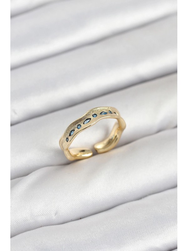 Kadın Yüzük Taşlı Vintage Pirinç Gold Renk Zirkon&hellip;