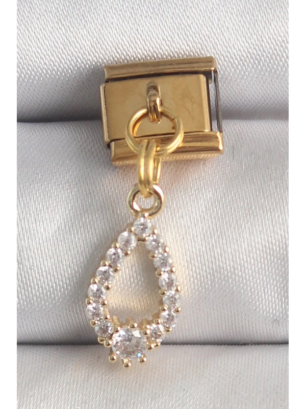Çelik Taşlı 316L Gold Renk Sallantı Zirkon Damla&hellip;