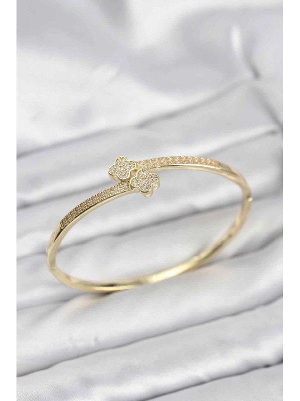 Kadın Bileklik Taşlı Pirinç Gold Renk Zirkon Yonca&hellip;
