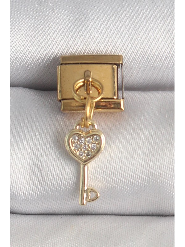 Çelik Taşlı 316L Gold Renk Sallantı Zirkon Kalpli&hellip;