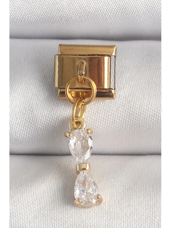 Çelik Taşlı 316L Gold Renk Sallantı Zirkon Kurdele&hellip;