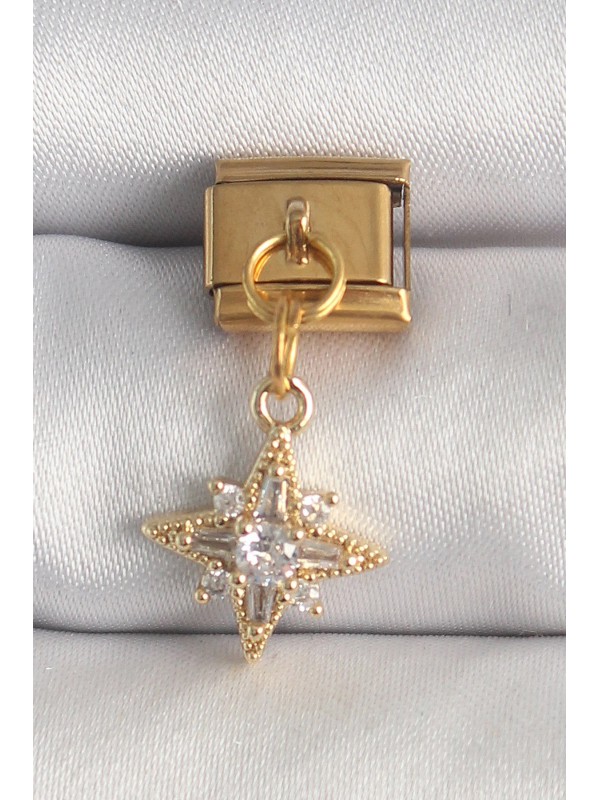 Çelik Taşlı 316L Gold Renk Sallantı Zirkon Kutup… Çelik Taşlı 316L Gold Renk Sallantı Zirkon Kutup…