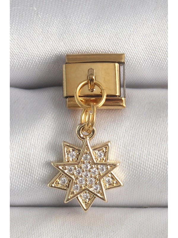 Çelik Taşlı 316L Gold Renk Sallantı Zirkon Yıldız&hellip;