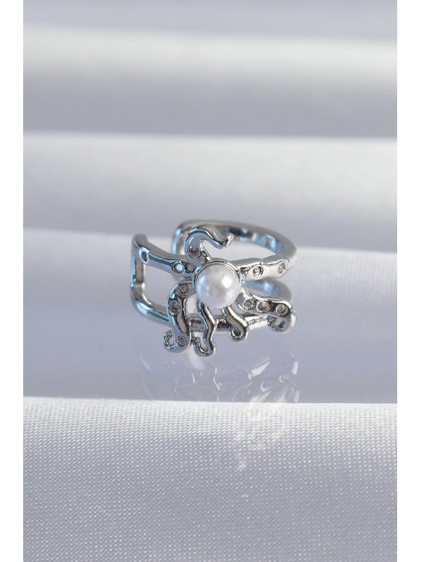 Gümüş Küpe Pirinç Renk İncili Ahtapot Earcuff… Gümüş Küpe Pirinç Renk İncili Ahtapot Earcuff…