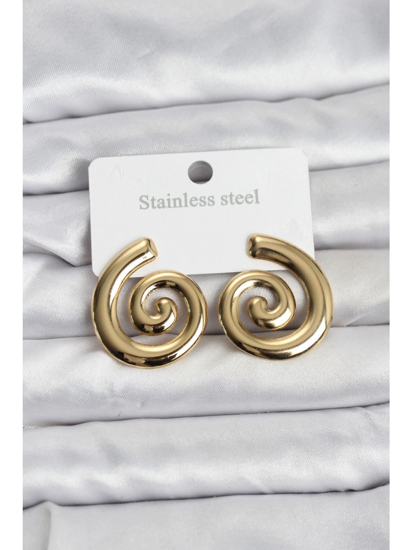 Çelik Kadın Küpe 316L Gold Renk Sarmal Modelli&hellip;