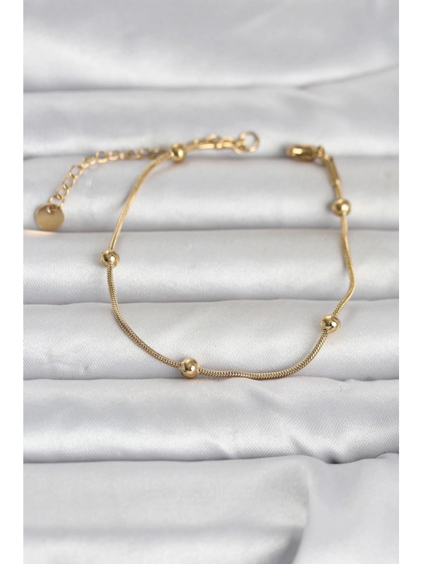 Çelik Kadın Bileklik 316L Gold Renk Top Zincirli&hellip;