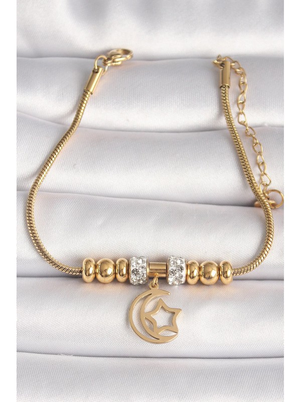 Çelik Kadın Bileklik Zincir Taş 316L Gold Renk Tüp… Çelik Kadın Bileklik Zincir Taş 316L Gold Renk Tüp…