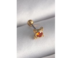 Çelik Taşlı 316L Gold Renk Turuncu Zirkon Tragus