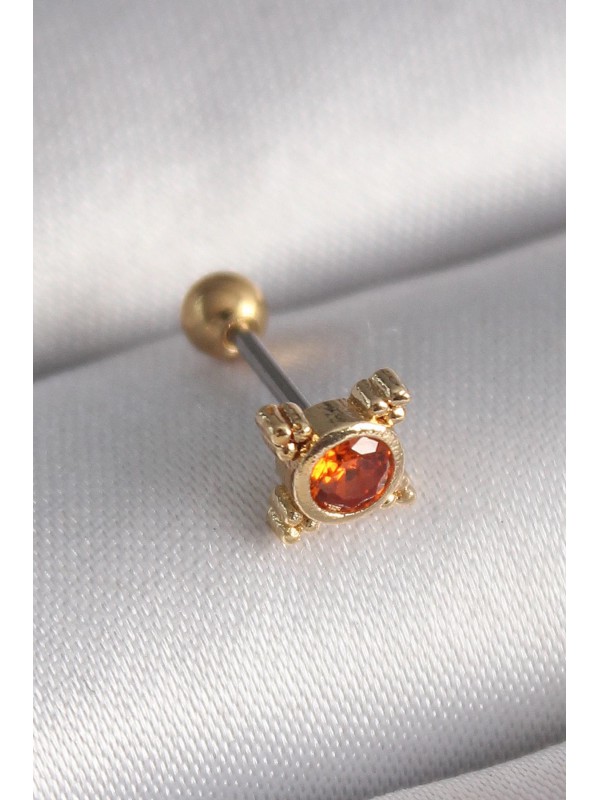 Çelik Taşlı 316L Gold Renk Turuncu Zirkon Tragus&hellip;