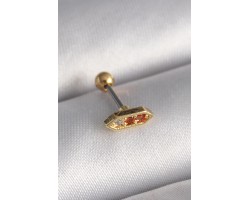 Çelik Taşlı 316L Gold Renk Turuncu Zirkon Tragus