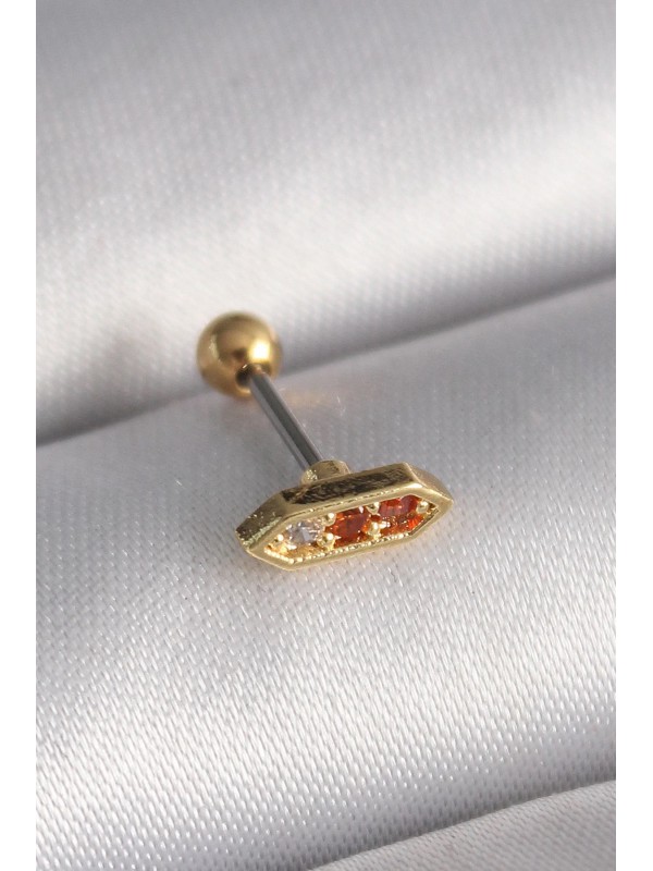 Çelik Taşlı 316L Gold Renk Turuncu Zirkon Tragus&hellip;