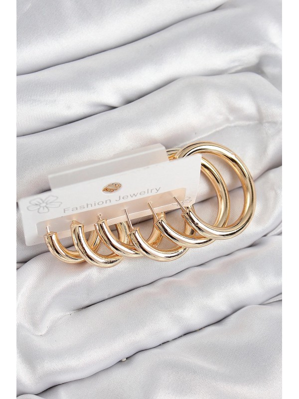 Kadın Küpe Pirinç Halka Gold Renk Set… Kadın Küpe Pirinç Halka Gold Renk Set…