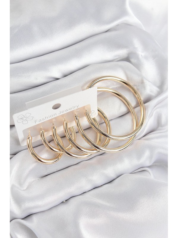 Kadın Küpe Pirinç Halka Gold Renk Set… Kadın Küpe Pirinç Halka Gold Renk Set…