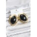 Kadın Küpe Vintage Pirinç Siyah Badem Gold
