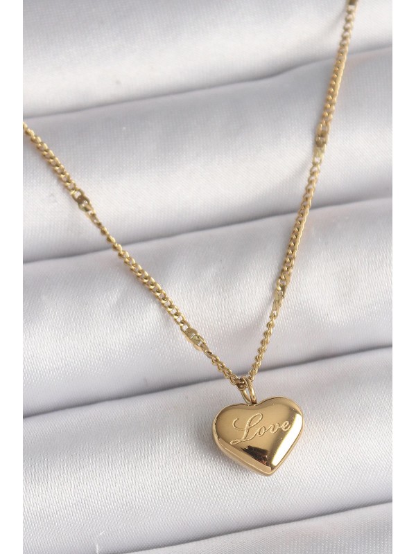 Çelik Kadın Kolye Zincir Kalp 316L Gold Renk Love… Çelik Kadın Kolye Zincir Kalp 316L Gold Renk Love…