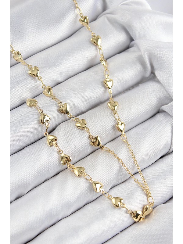 Kolye Taşlı Kalp Pirinç Zirkon Gold Renk Y&hellip;