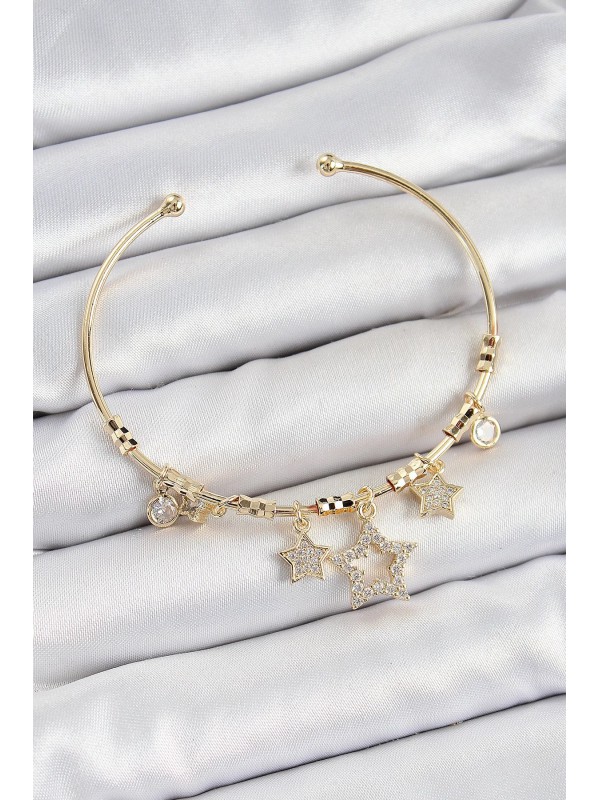 Bileklik Taşlı Pirinç Zirkon Yıldız Gold Renk Charm&hellip;