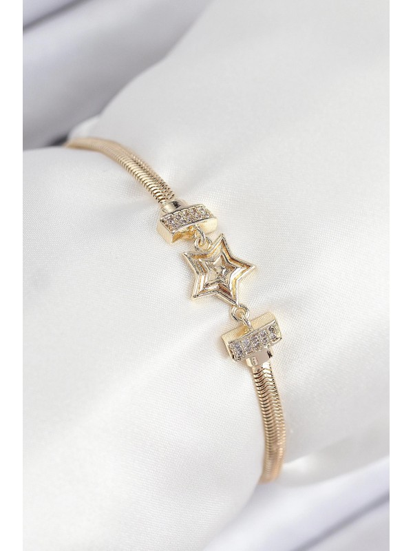 Kadın Bileklik Taşlı Pirinç Zirkon Yıldız Gold Renk&hellip;