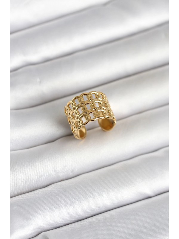 Çelik Kadın Yüzük Zincir 316L Gold Renk&hellip;