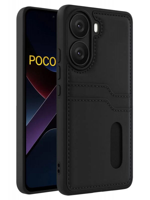 Poco X7 Pro Kılıf Sara Kartvizitli Deri - Siyah&hellip;