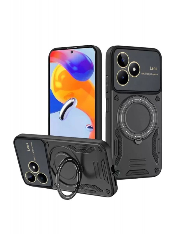Realme C53 Kılıf Joy Lens Standlı Kapak - Siyah