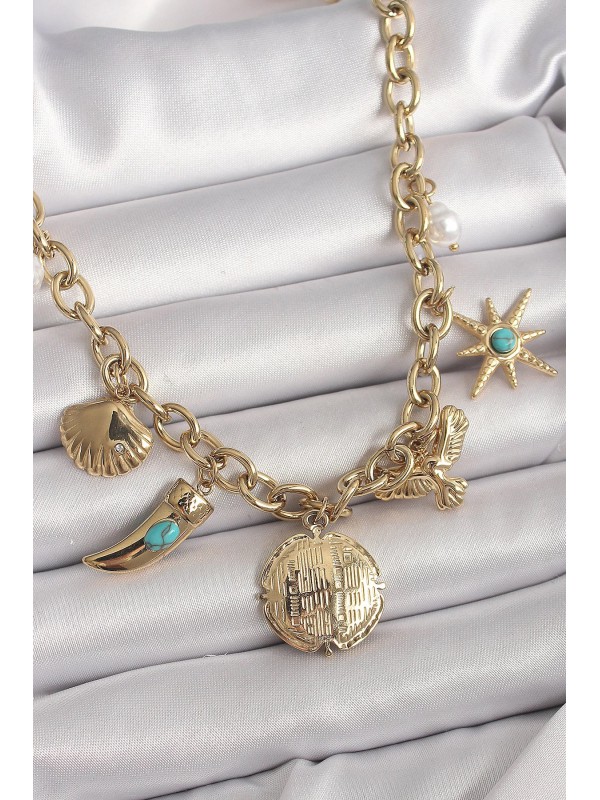 Çelik Kadın Kolye Zincir 316L Gold Renk Sallantılı&hellip;