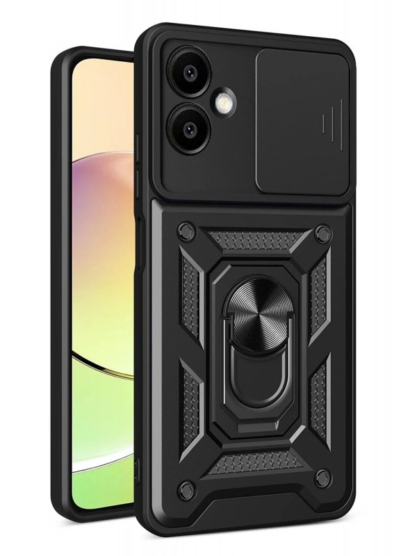 Yüzüklü Samsung Galaxy A07 4G Pars Lens Silikon - Siyah&hellip;
